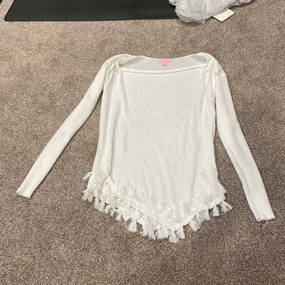 Lilly Pulitzer white tassel sweater size XXS